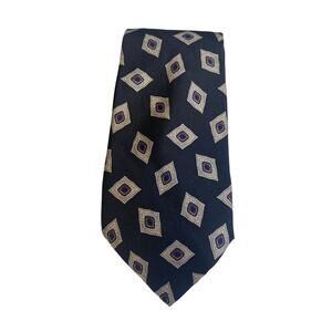 Berkley Men’s Black Diamond Geometric Pattern 100% Silk Tie Made in USA
